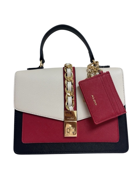 Aldo Handbags - Aldo Tricolor Chain-Accent Top Handle Satchel in White, Red & Black